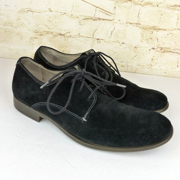John Varvatos Star USA Suede Oxford Dress Shoes Mens 8M Black Lace Up Preppy - Picture 2 of 12